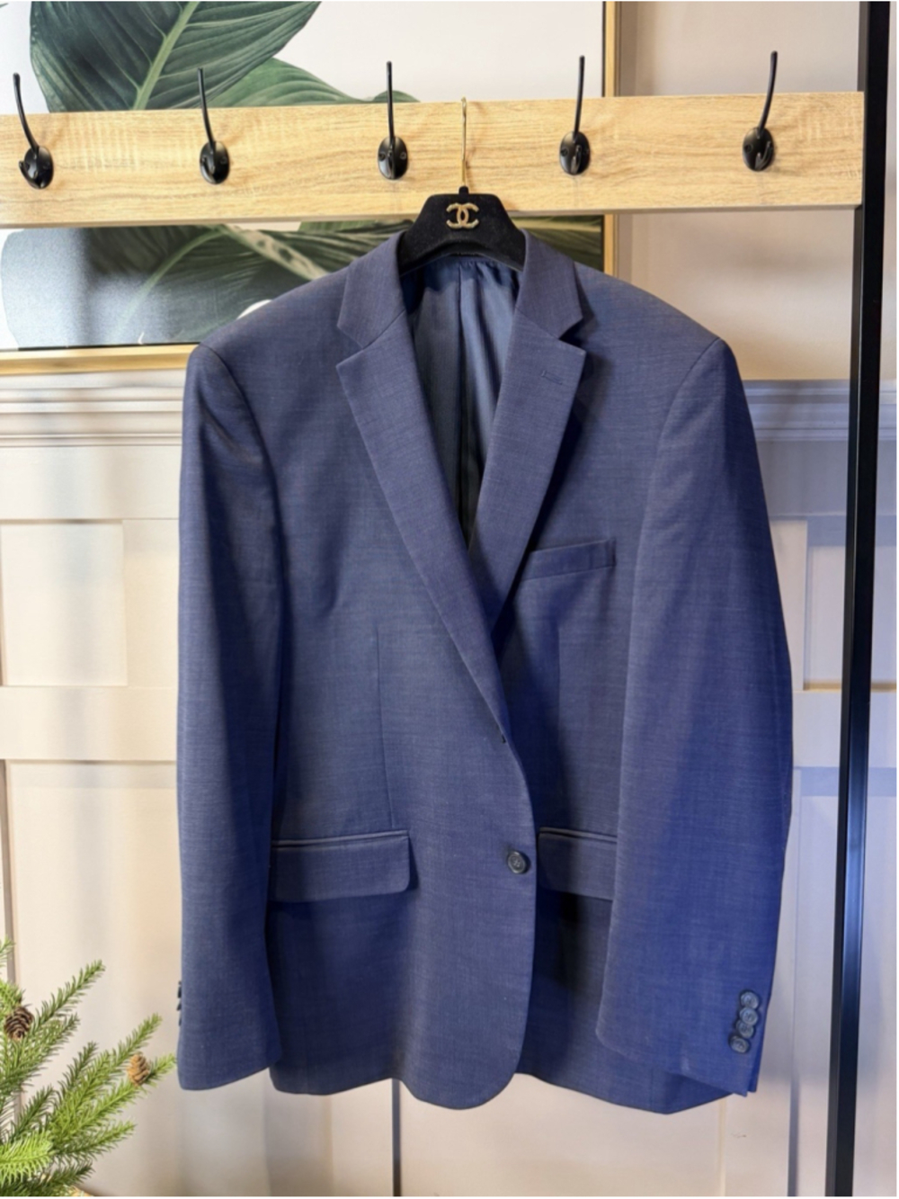 Kenneth Cole Reaction Men's Suit Jacket Size 44L Navy Slim Fit Ready Flex